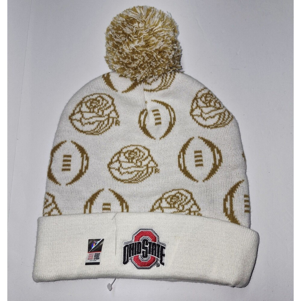 Ohio State Buckeyes 2025 Rose Bowl Beanie Hat NWT CFP Quarterfinal Pom